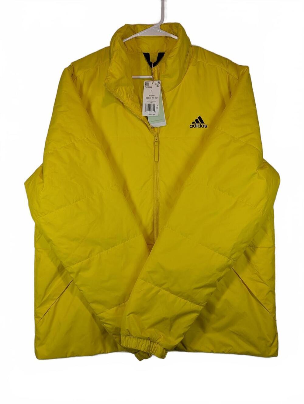 Adidas Puffer Full Zip Insulated Jacket Yellow Safety Work Mens Large NWT